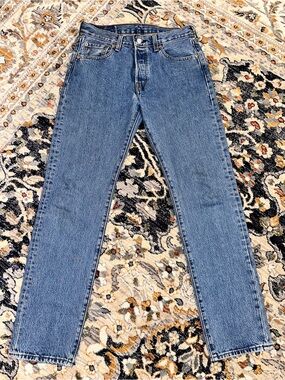 Vintage 90s Levi's 501 Red Tab Straight Leg Jeans Medium Wash 29x32